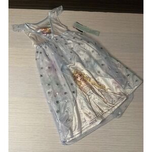 Disney Frozen 4T Elsa Nightgown Girls Blue Silver Snowflake Sleep Dress NWT